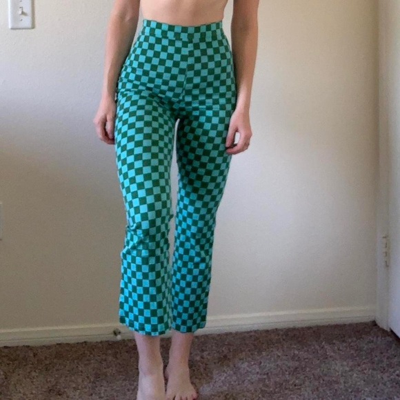 Green Checkered Women's Pants - Picture 2 of 4